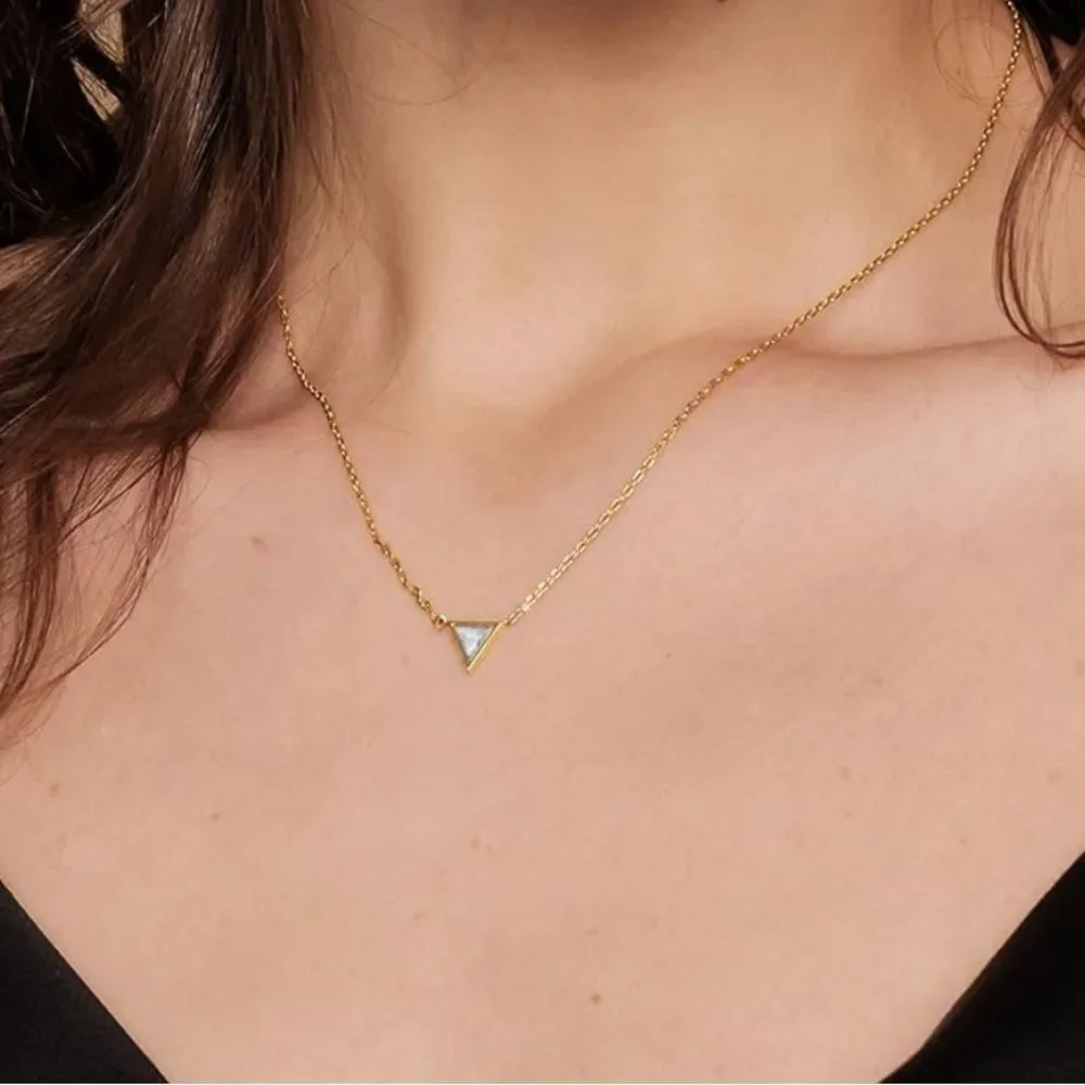 NEW 14K Gold Plated White Opal Necklace